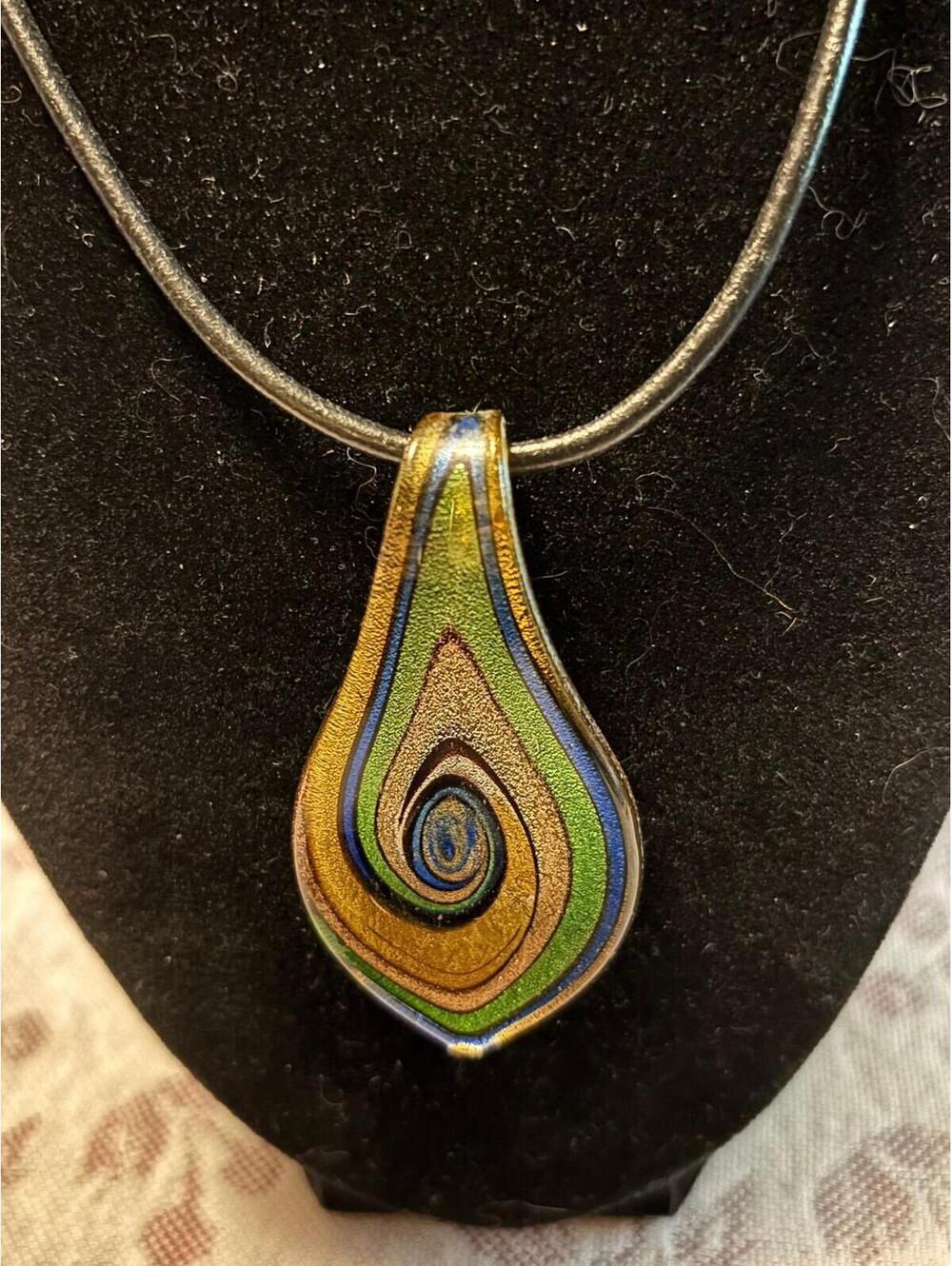 Lia Sophia Painted Glass Pendant Necklace